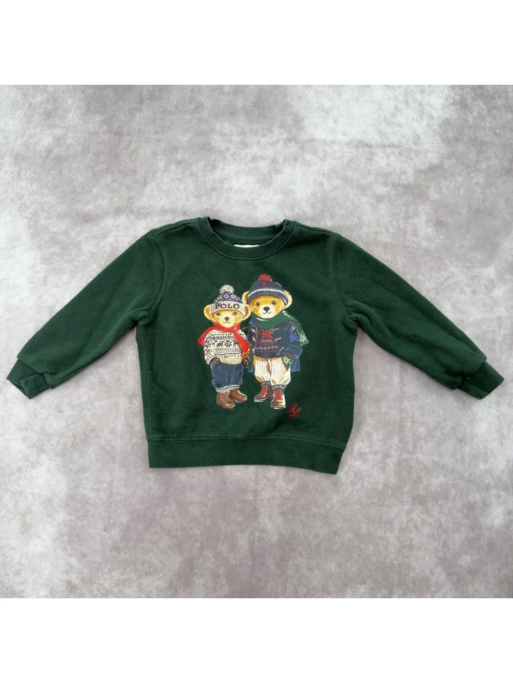 Ralph Lauren Polo Bear dark green crewneck sweatshirt toddler 24M holiday xmas